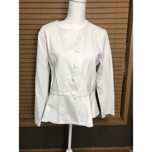 NWT Mary Crafts Button Up Down Retro Ruffled White size 16 Work Casual Blouse